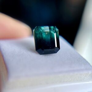 💎 3.2 CT Natural BI-COLOR TOURMALINE Aqua/Blue Octagon Investment Gem